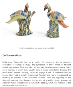 Delftware Newsletter Article On Birds