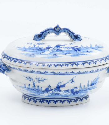 D1237. Blue And White Oval Tureen And Cover