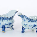 D1928. Pair Of Blue And White Sauceboats