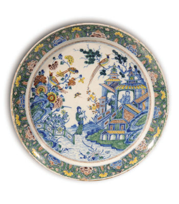 D8252. Polychrome Chinoiserie Large Dish
