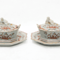 D2020. Pair Of Polychrome Petit Feu And Gilded Butter Tubs