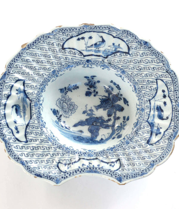 D2092. Blue and White Oval Barber's Bowl