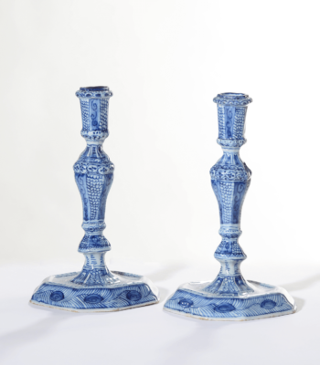 D2087. Pair Of Blue And White Candlesticks