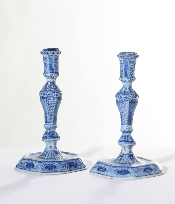 D2087. Pair of Blue and White Candlesticks