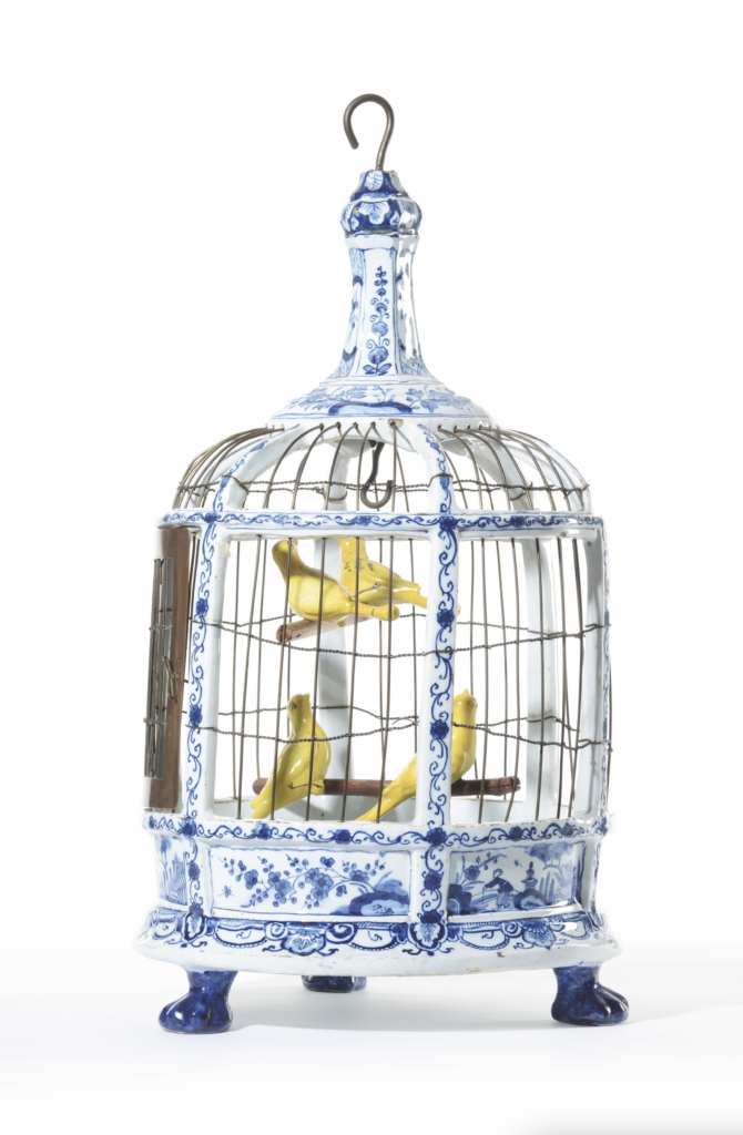For sale Antique Delftware Blue and White Bird Cage • D2122