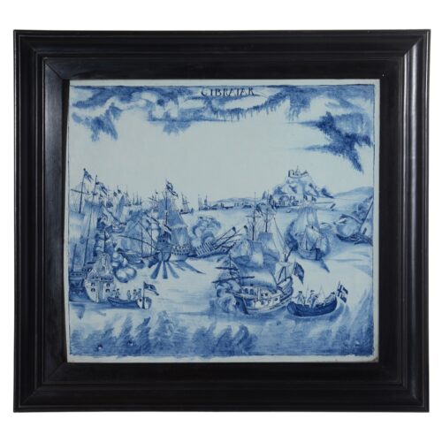 Blue and White Rectangular Marine Plaque Delft, circa 1760