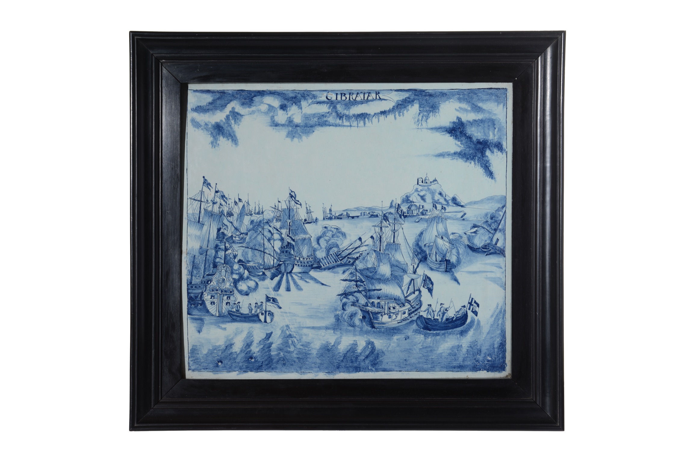 Blue and White Rectangular Marine Plaque Delft, circa 1760
