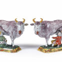 •D2218. Pair Of Polychrome Milking Groups