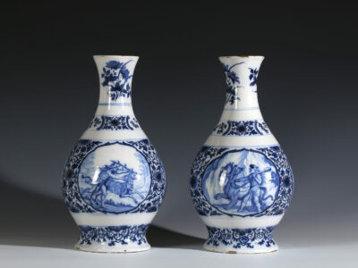 Pair Of Delftware Mythological Vases, Hoppesteyn