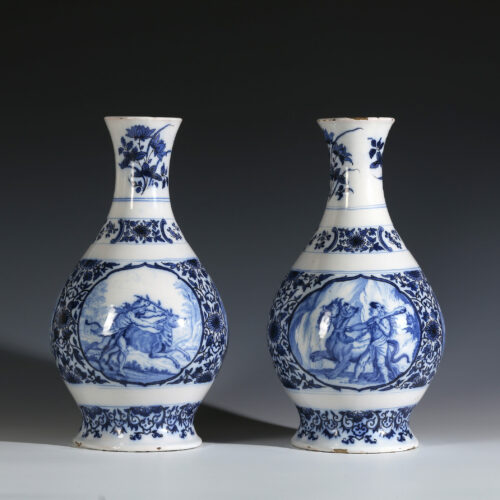 Pair Of Delftware Mythological Vases, Hoppesteyn