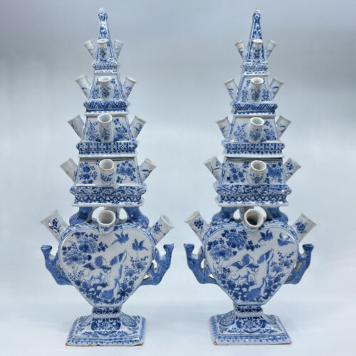 D2206 Pair AK Delftware Flower Vases