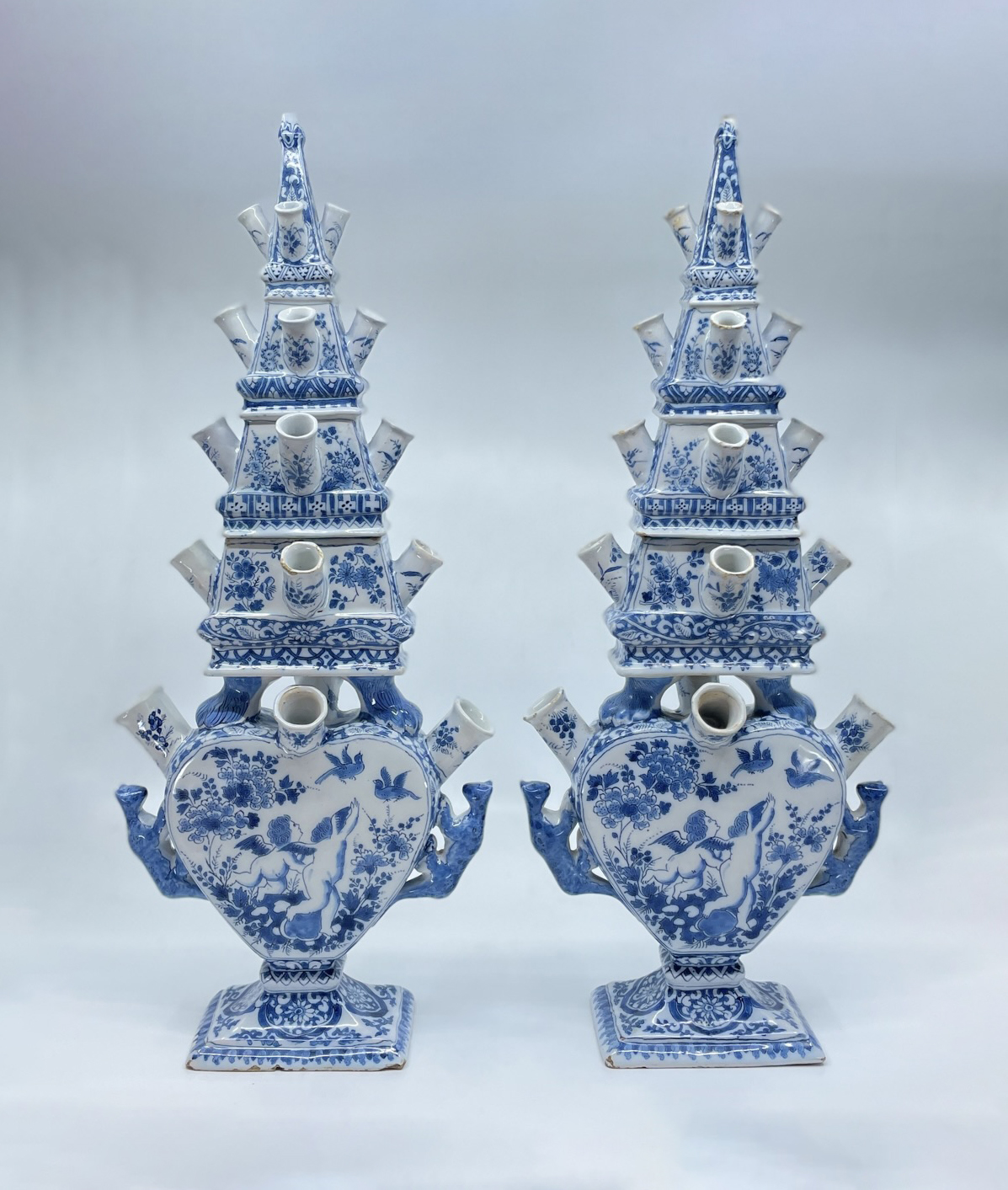 D2206 Pair AK Delftware Flower Vases