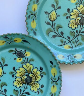 D1982. Set Of Two Small Turquoise Ground Plates