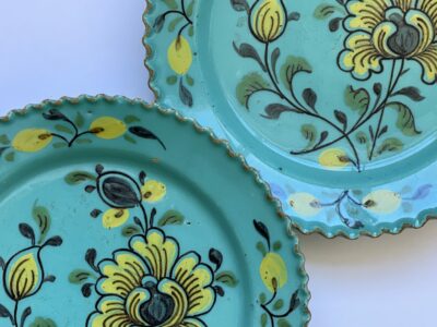 D1982. Set Of Two Small Turquoise Ground Plates