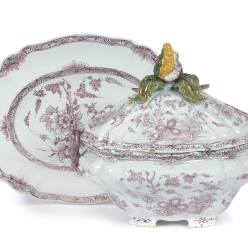D2363. Large Polychrome Tureen, Cover And Stand