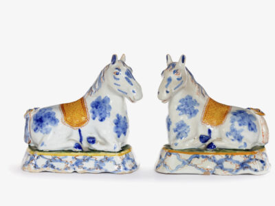 D2353. Pair Of Polychrome Models Of Recumbent Horses