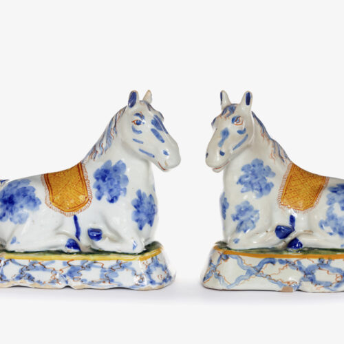 D2353. Pair Of Polychrome Models Of Recumbent Horses