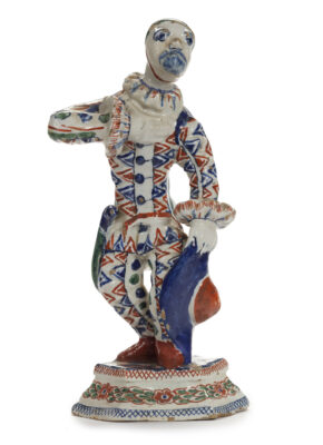 D2317. Polychrome Commedia Dell'Arte Figure Of A Harlequin