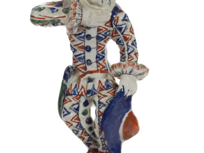 D2317. Polychrome Commedia Dell'Arte Figure Of A Harlequin