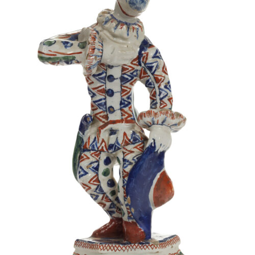 D2317. Polychrome Commedia Dell'Arte Figure Of A Harlequin