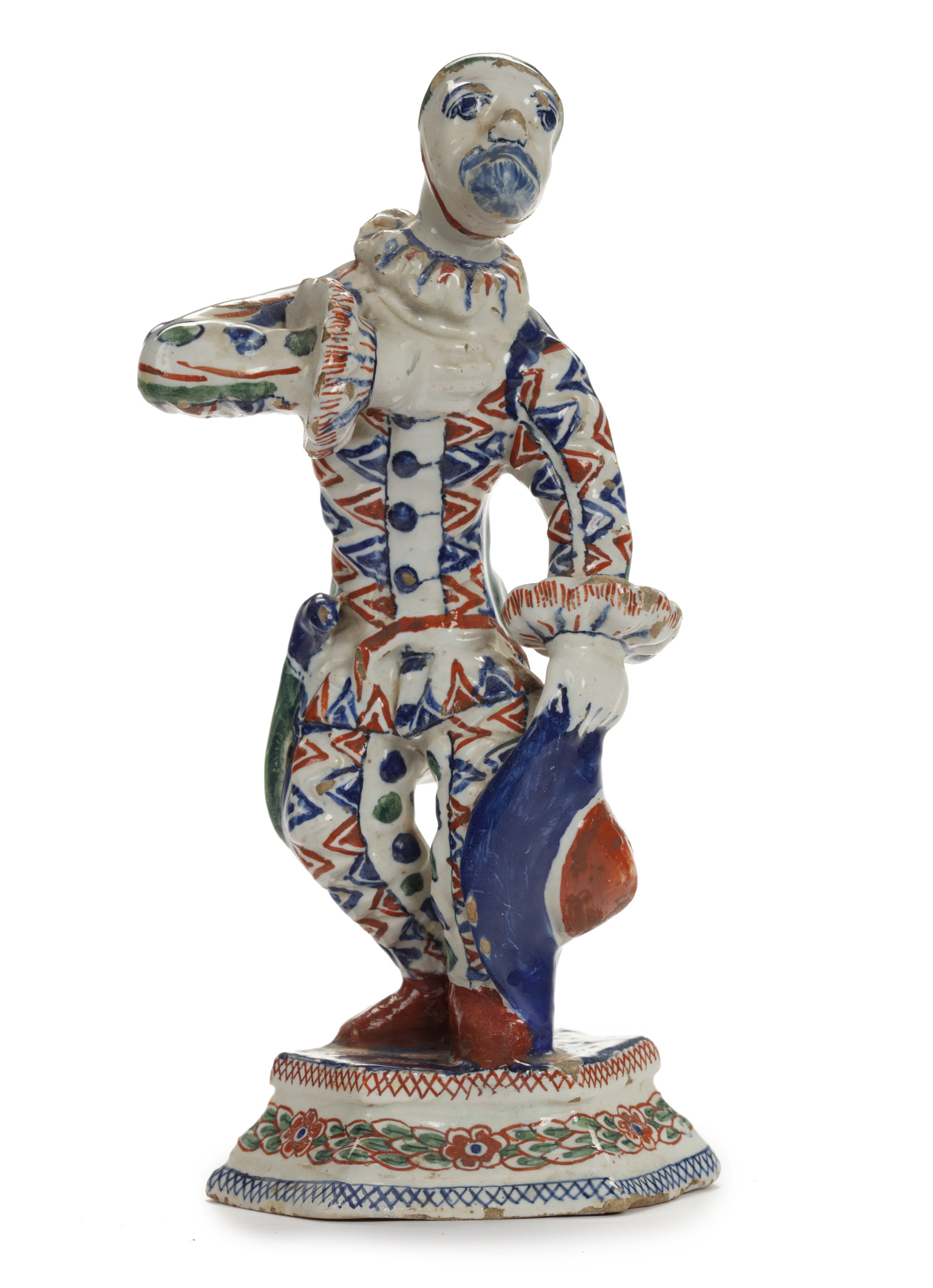 D2317. Polychrome Commedia dell'Arte Figure of a Harlequin