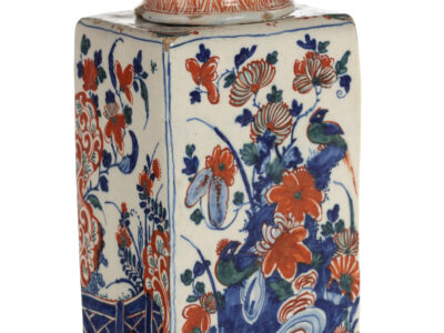 D2318. Polychrome Cashmere Tea Canister And Cover