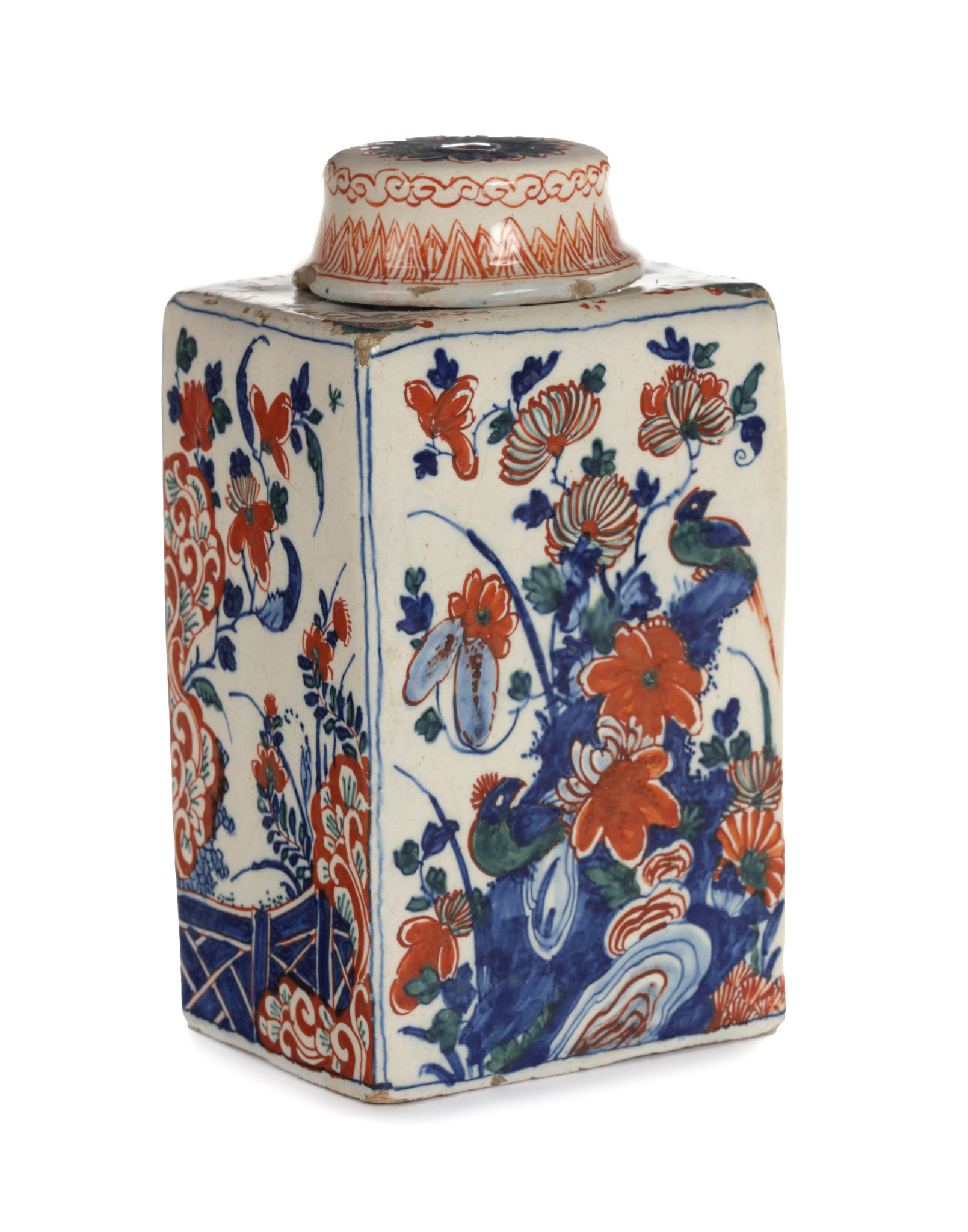 D2318. Polychrome Cashmere Tea Canister and Cover