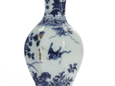 D2306. Blue And White Octagonal Vase