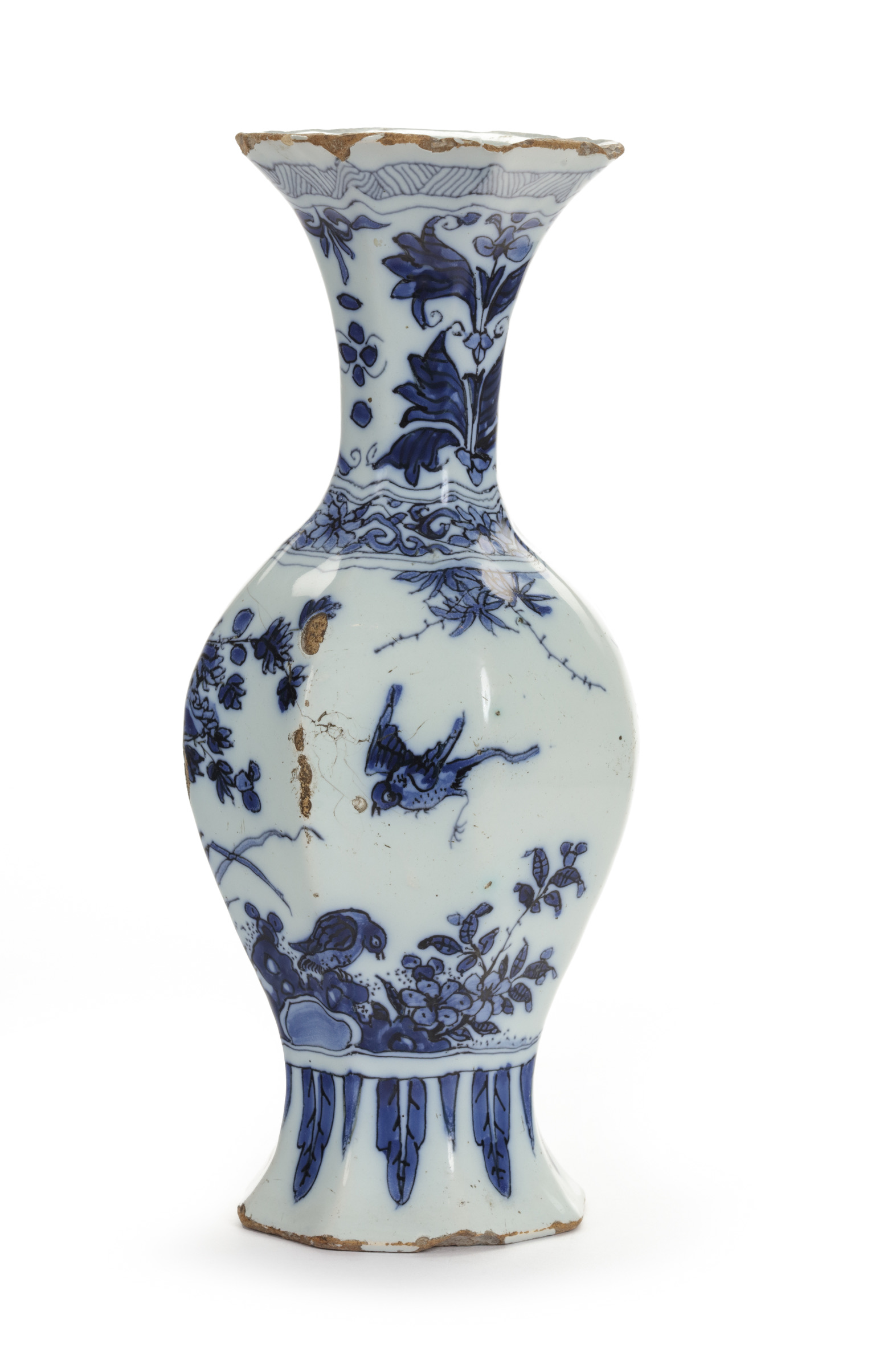 D2306. Blue and White Octagonal Vase