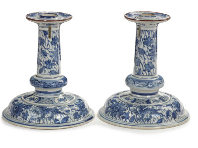 D2325. Pair Of Blue And White Candlesticks