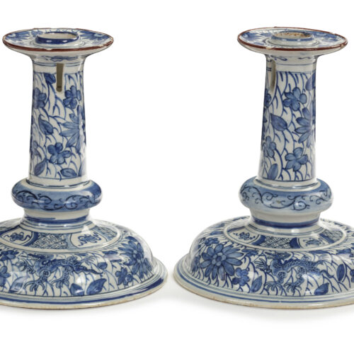 D2325. Pair Of Blue And White Candlesticks