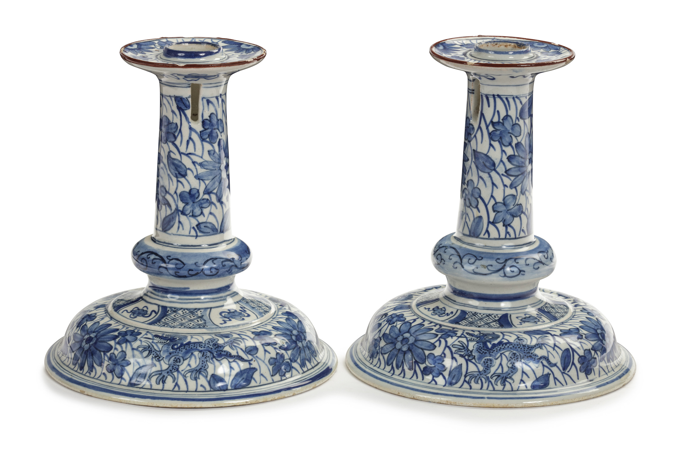 D2325. Pair of Blue and White Candlesticks
