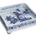 •D2308. Blue And White Square Tray