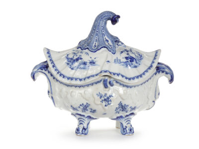 D2336. Blue And White Rococo Oval Tureen And Cover