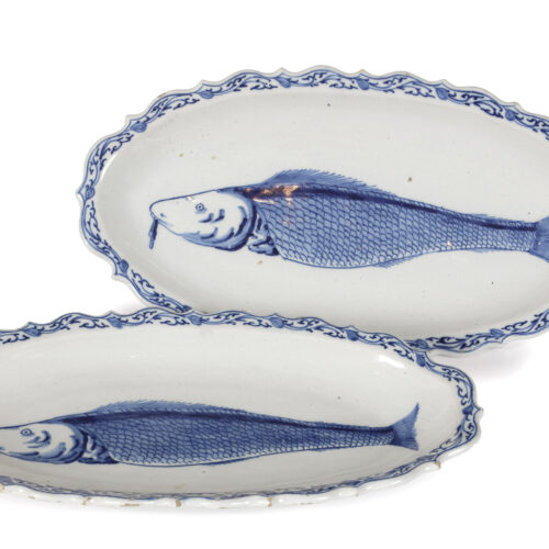 D2339. Blue and White Oval Herring Dishes