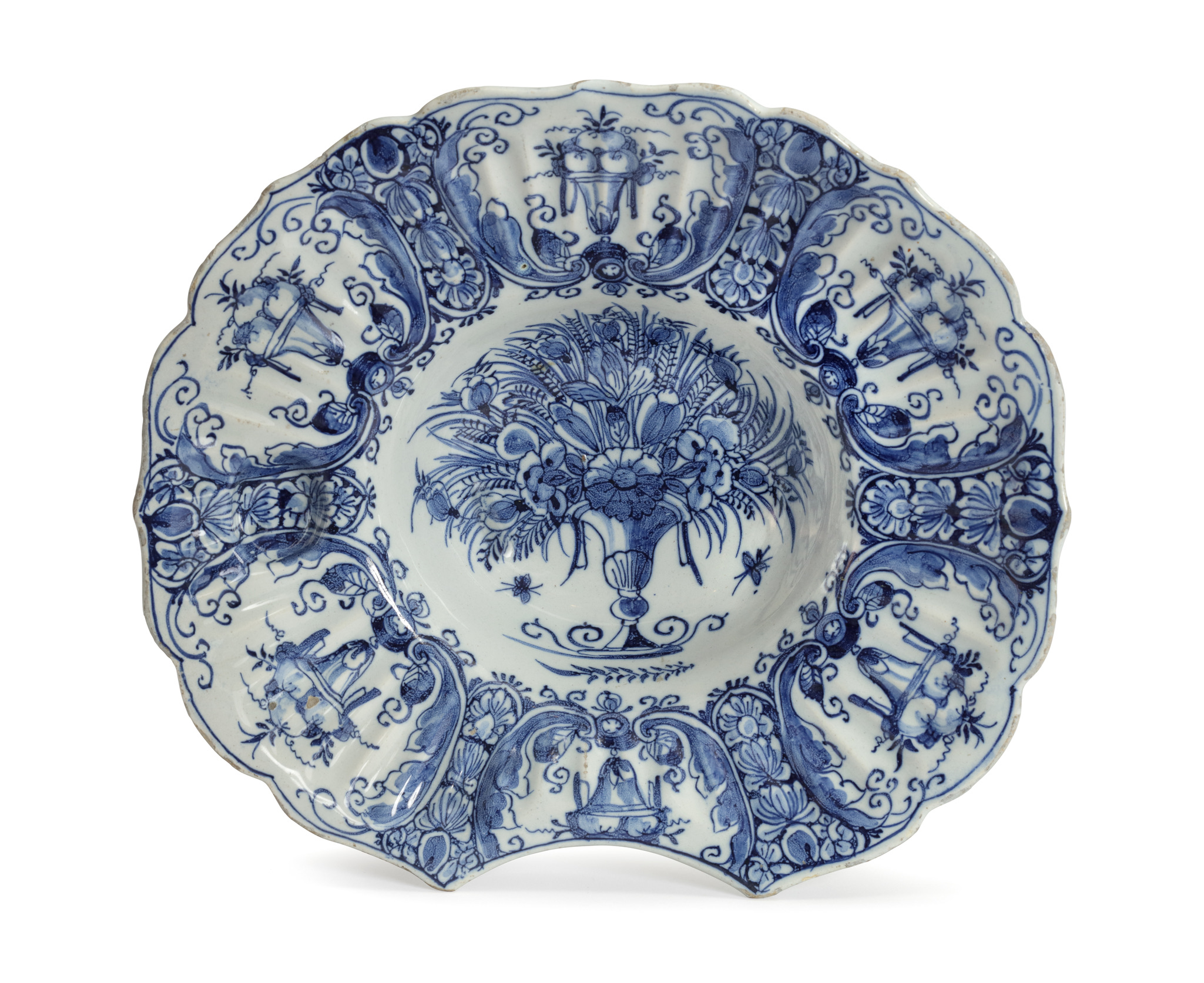 D2334. Blue and White Fluted Barber's Bowl