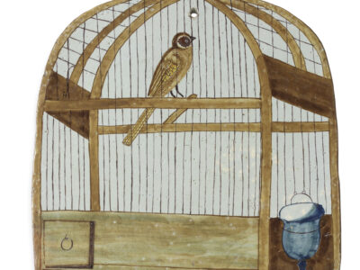 D2340. Polychrome Birdcage Plaque