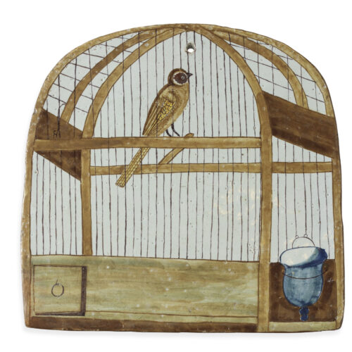 D2340. Polychrome Birdcage Plaque