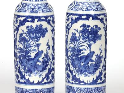 Pair Of Rouleau Vases Delft, Circa 1690