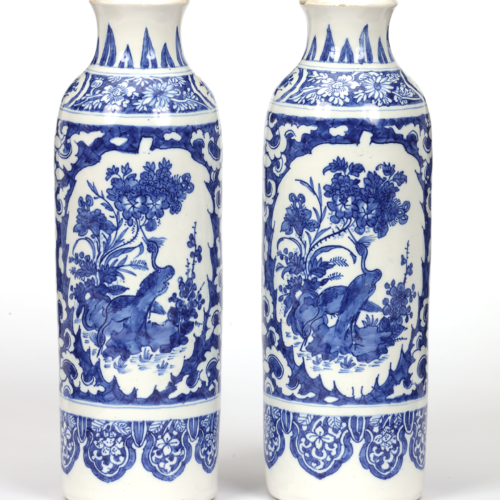 Pair Of Rouleau Vases Delft, Circa 1690