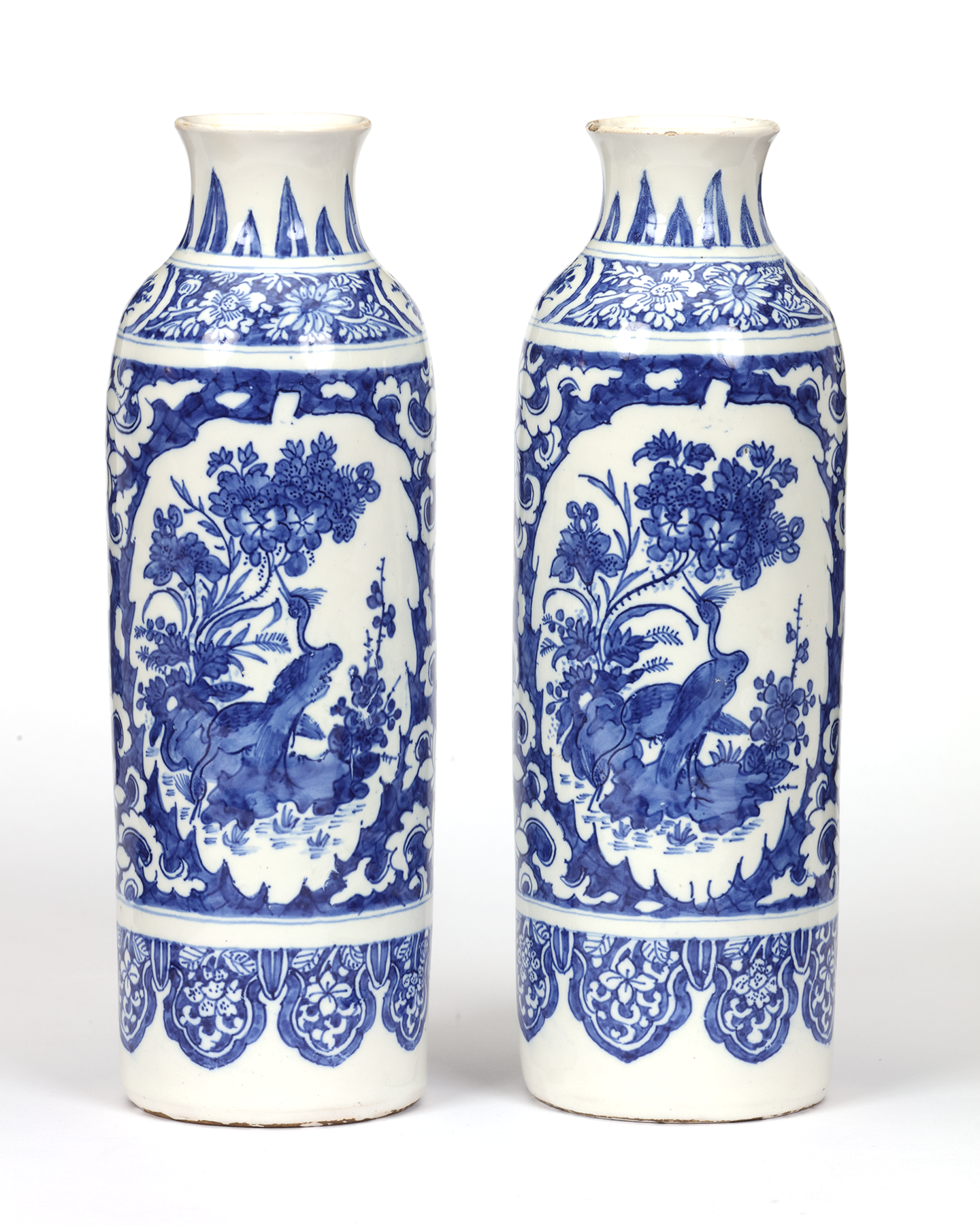 Pair of rouleau vases Delft, circa 1690