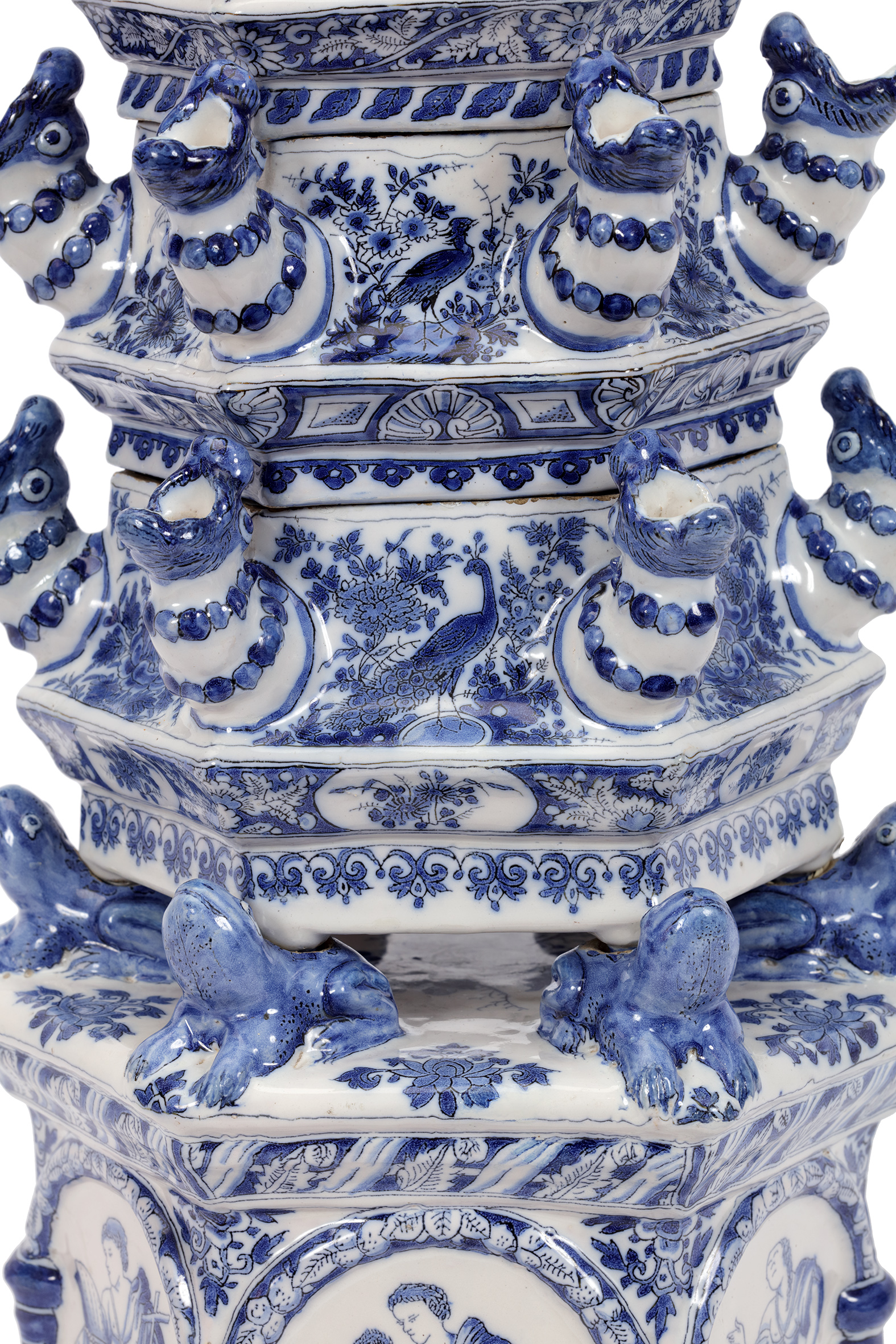 D2392 Blue and White Pyramidal Flower Vase, Adrianus Kocx, The Greek A, Delft, circa 1690