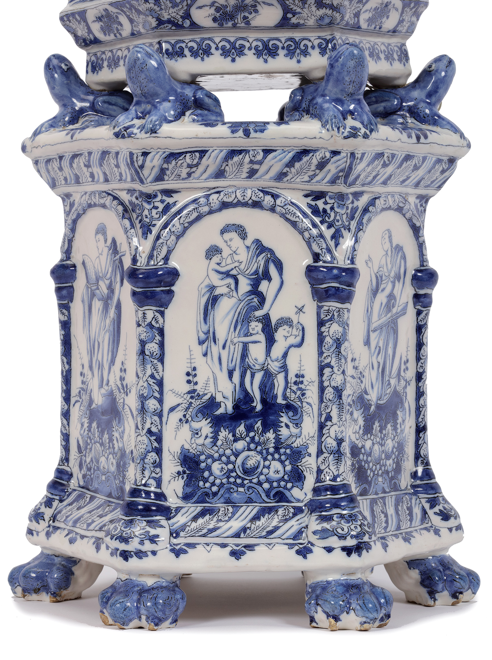 D2392 Blue and White Pyramidal Flower Vase, Adrianus Kocx, The Greek A, Delft, circa 1690