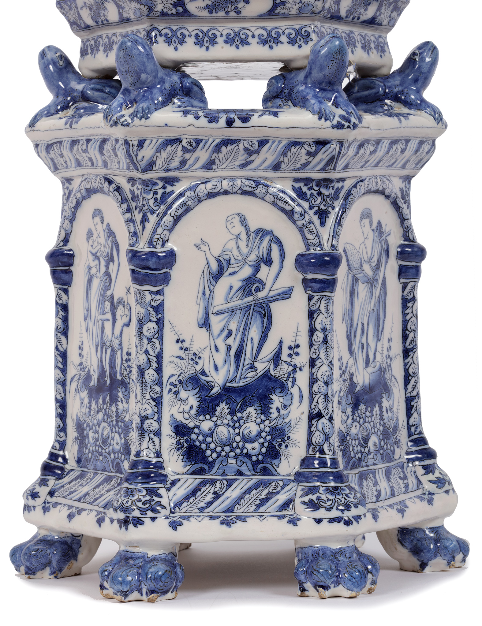 D2392 Blue and White Pyramidal Flower Vase, Adrianus Kocx, The Greek A, Delft, circa 1690