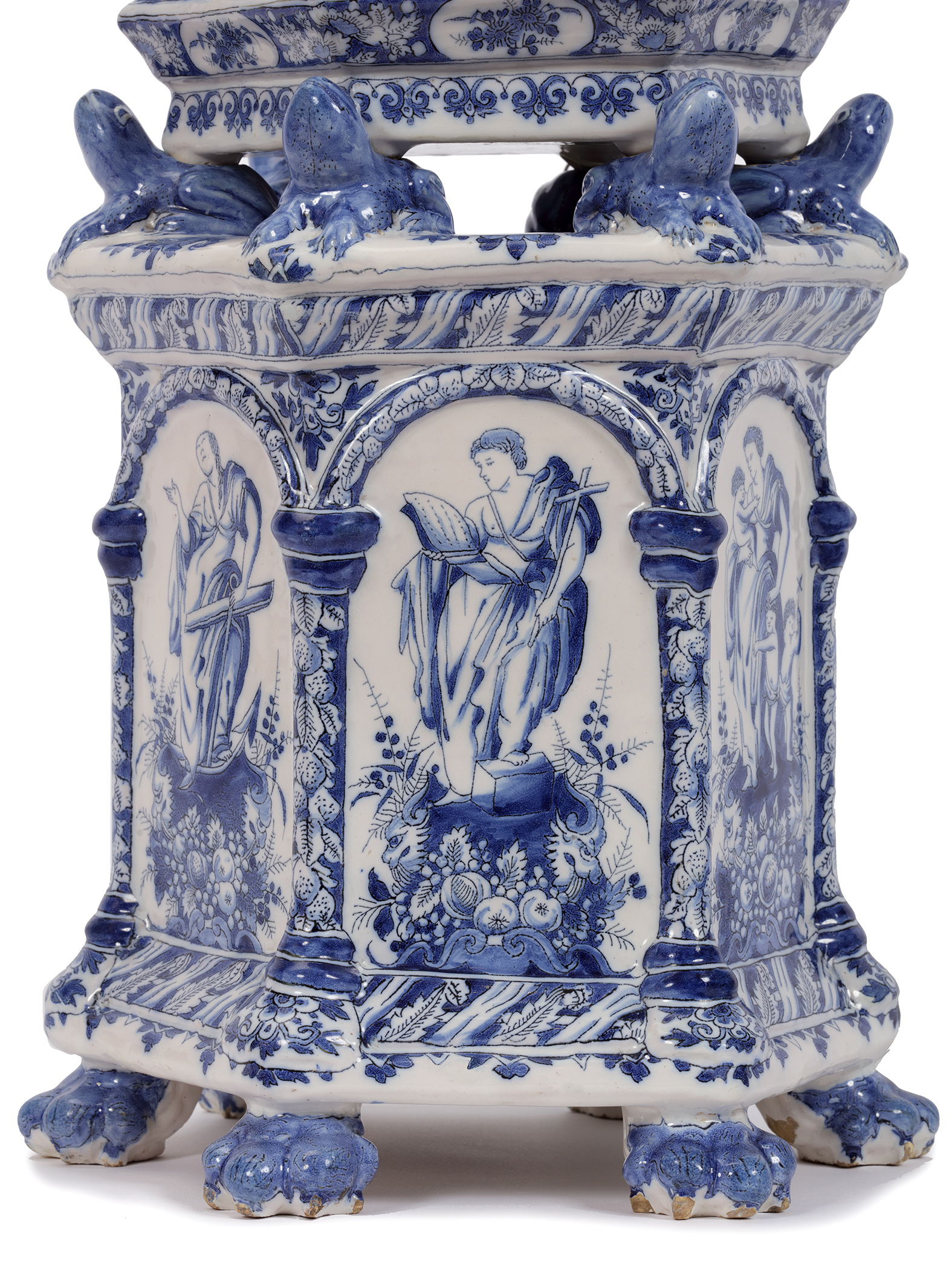 D2392 Blue and White Pyramidal Flower Vase, Adrianus Kocx, The Greek A, Delft, circa 1690