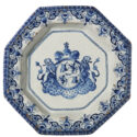 D2420. Blue And White Octagonal Armorial Charger