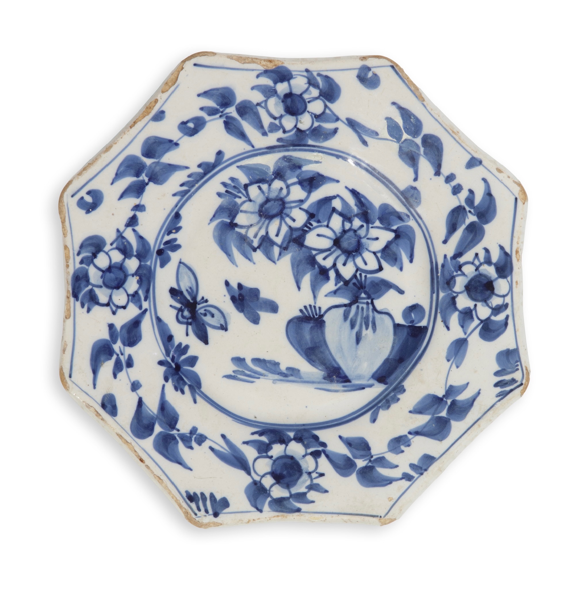 •D2504. Blue and White Octagonal Plate
