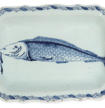 D2555 Pair of Blue and White Rectangular Herring Dishes