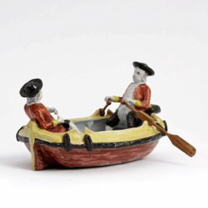 Polychrome Group of Two Gentlemen in a Boat Delft, circa 1780