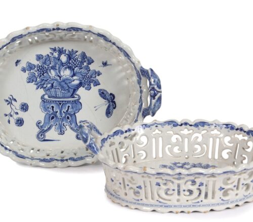 D2554 Blue and White Pair of Open Work Baskets Delft, circa 1750